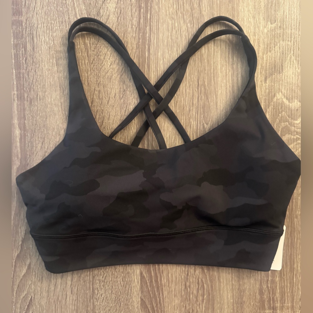 Lululemon Black Camouflage Energy Longline Sports Bra. Size 12. - Picture 3 of 15